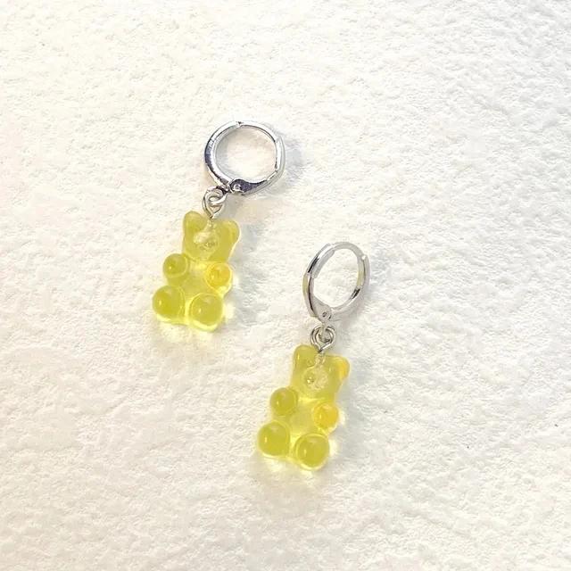 Милые акриловые серьги-подвески в виде конфетных мишек Гамми для женщин, серьги-кольца с радужными мишками и кубическим цирконием, корейская мода 2022, милые серьги с цирконом для девочек