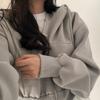 Женская осенняя винтажная однотонная толстовка с капюшоном на молнии размера плюс Harajuku, куртка с капюшоном и длинными рукавами, куртка