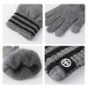 3Pcs/Set Winter Hat Scarf Gloves Set Striped Print Thickened Velvet Lining Windproof Warm Hat Neckerchief Touchscreen Gloves Set