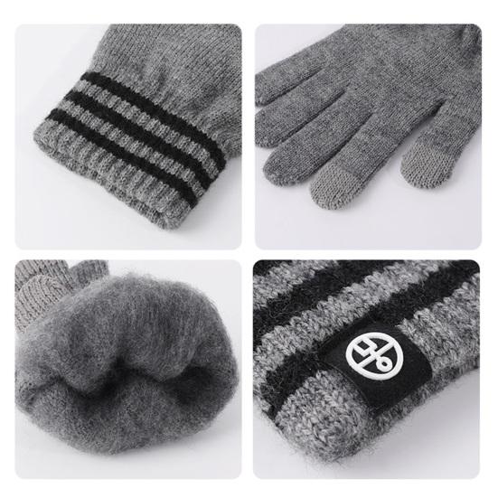 3Pcs/Set Winter Hat Scarf Gloves Set Striped Print Thickened Velvet