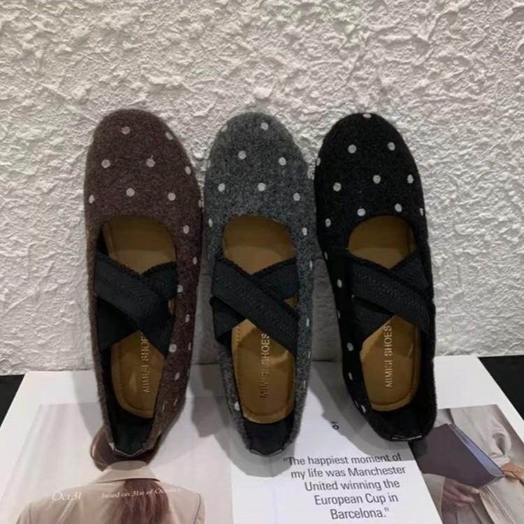 Inner height increase French retro style square head Mary Jane shoes women's autumn and winter new one-word polka dot light mouth single shoes
