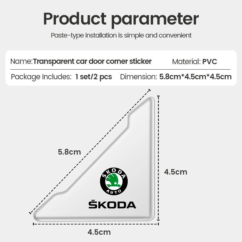 AAABO1 2pcs Car Door Corner Protection Sticker Anti-Collision Protector For Skoda Yeti VRIS Octavia a5 a7 Karoq Kamiq Fabia Kodiaq