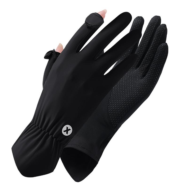 Sun Protection Gloves for Women Summer Coolness Outdoor Sun Protection Thin  Breathable  Anti Slip  Sports Cycling Ice Silk Finger Exposed Gloves