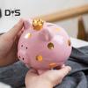 Ceramic Crown Pig Piggy Bank Golden Dot Cartoon Pig Coin Money Bank Home Office Bookshelf Desktop Decoration Ornament Kids Adults Gift