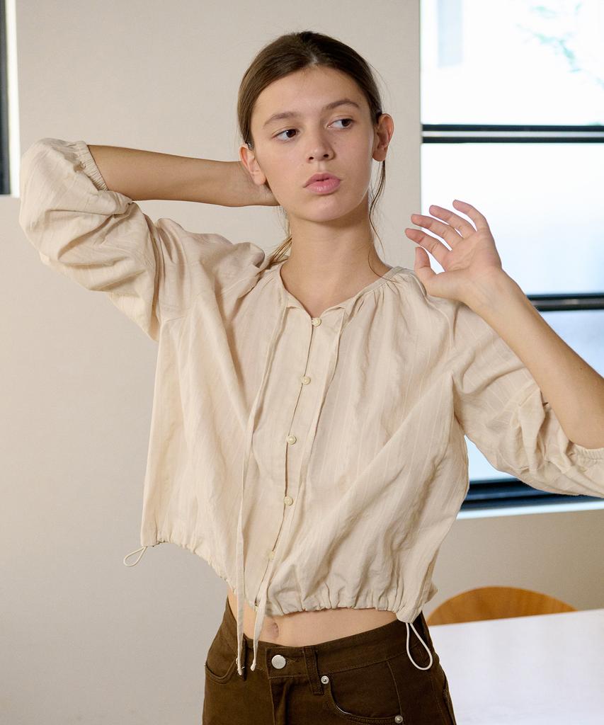 AHWE Drawstring Shirring Blouse_L Beige