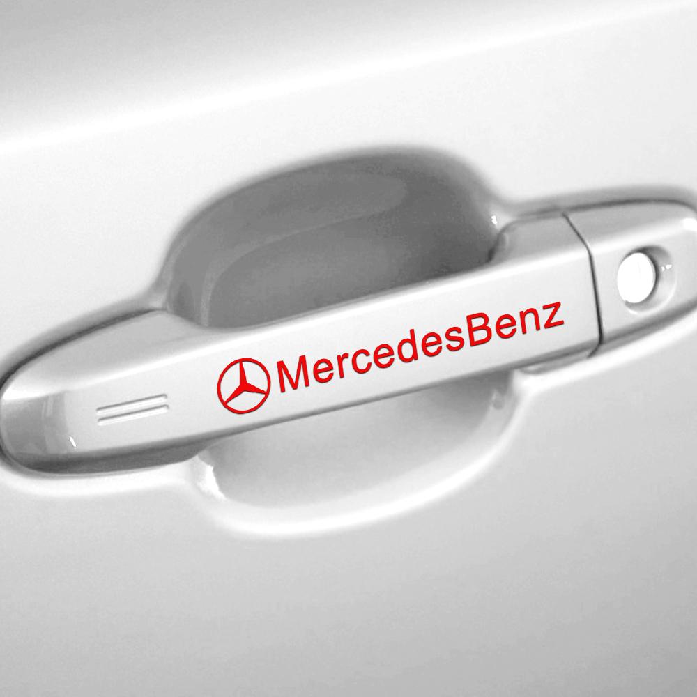 KKYOL1 4Pcs PVC Car Door Handle Stickers Body Waterproof Sticker For Mercedes benz Amg X156 W204 W205 W203 W211 W212 W169 GLC CLK CLA