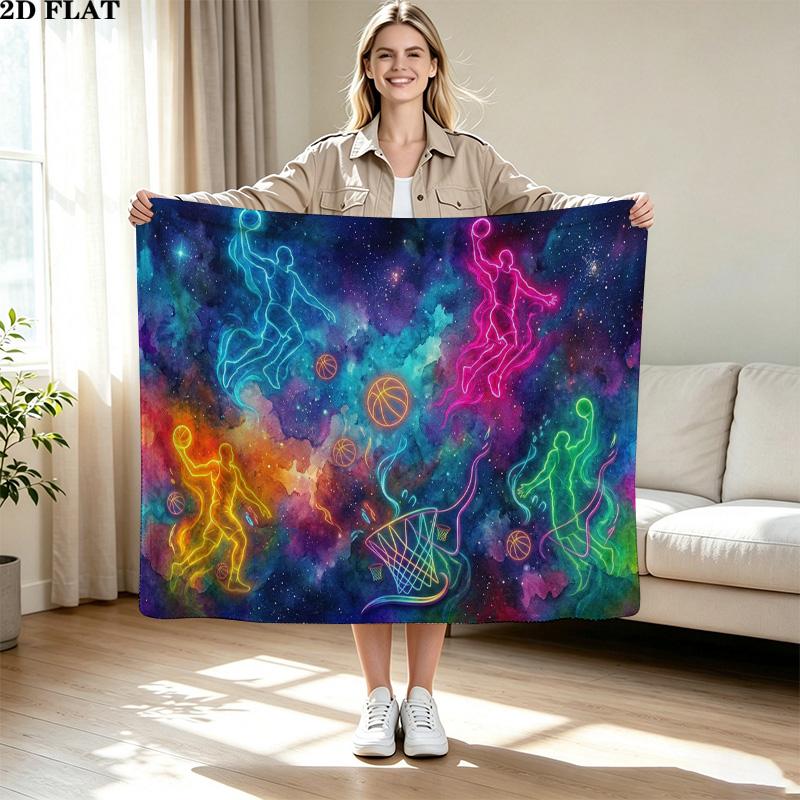 Basketball Print Flannel Blanket High Quality Warm Comfortable Cover for All Seasons Perfect for Gifts Home Decor