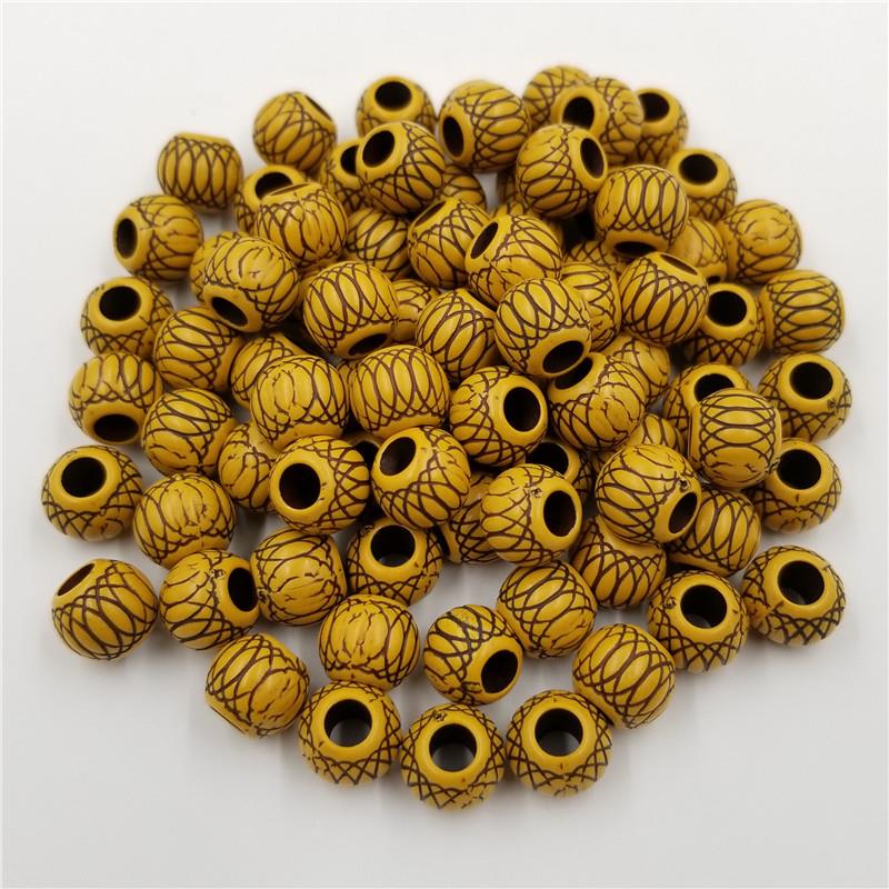 10-40Pcs Wooden Color Oval Tube Acrylic Loose Spacer Charm Beads DIY for Jewelry Making