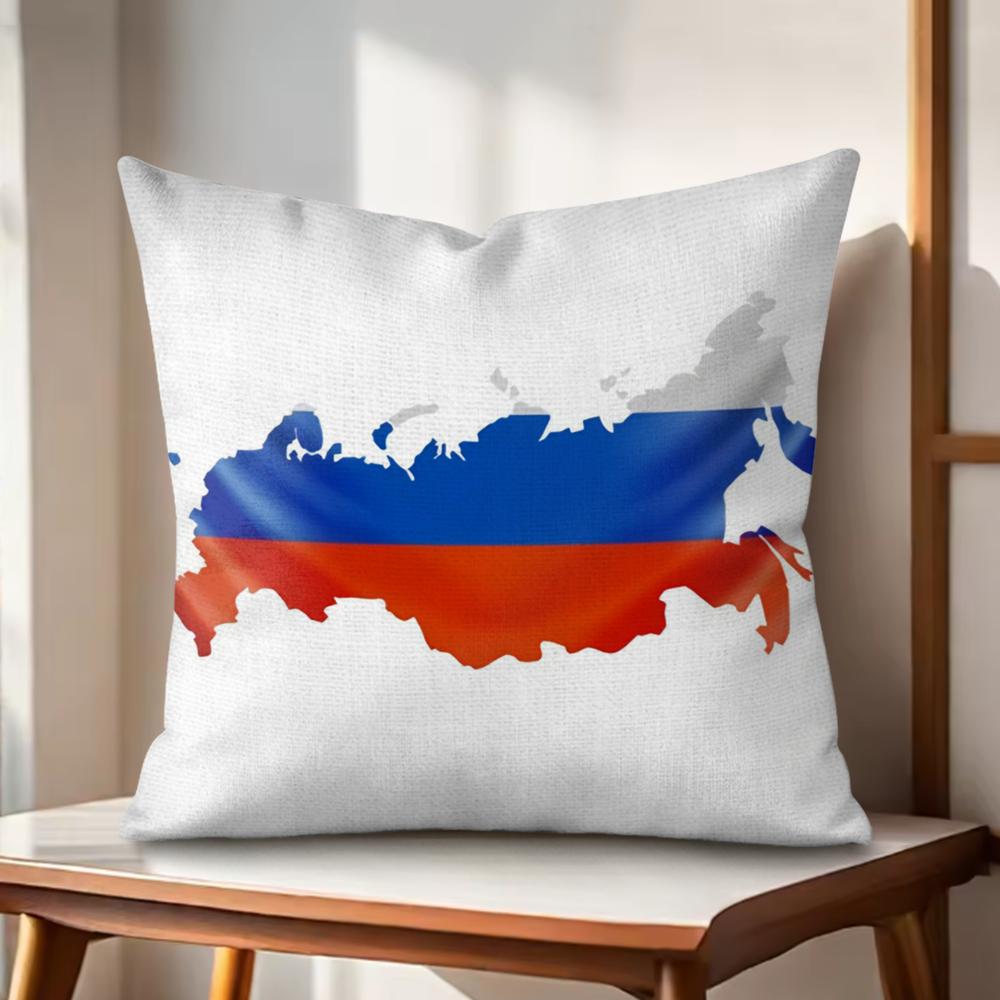 Чехол на подушку с принтом флага России Натуральный лен Органическая ткань Двусторонний принт Чехлы для диванных подушек Декор для дома