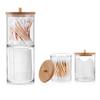 Makeup Cotton Pad Organizer Bathroom Storage Box For Cotton Swabs Cosmetics Jewelry Makeup Remover Pad Container with Bamboo Lid