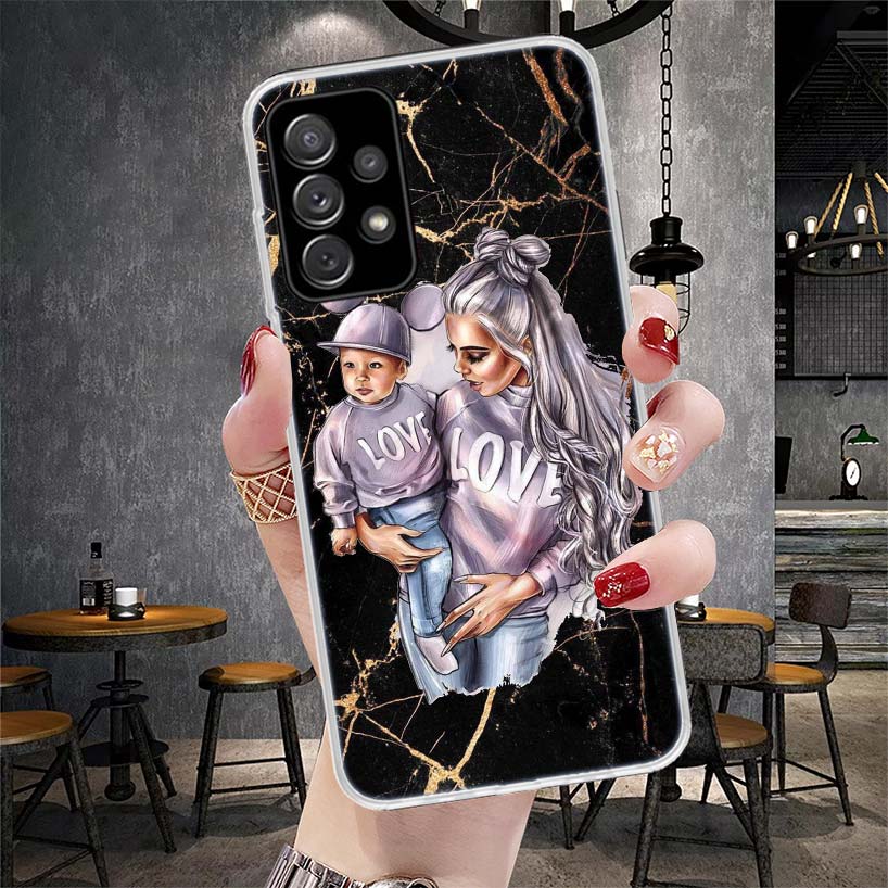 Мама Малыш Любовь Девочка Мягкий Чехол Для Телефона Для Samsung Galaxy A13 A14 A15 A16 A17 A53 A54 A55 A56 A57 A33 A34 A35 A36 A37 A23 A24 A25 A2