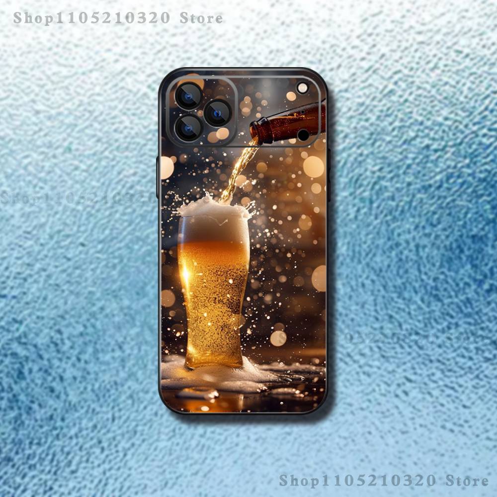 Чехол для телефона с рисунком «Пивное искусство» для iPhone 17,16,15,14,13,12, Pro, Max, Plus, E, SE4, Air, Mini Черный Мягкий Короб