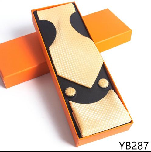 Мужской галстук с квадратной манжетой, подарочный набор в деловой повседневной оранжевой подарочной коробке