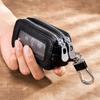 Genuine Leather Double Zipper Keychain Men and Women Key Holder Organizer Pouch Car Key Wallet Housekeeper Keys Case Bag