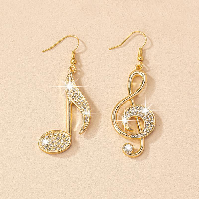 Висячие серьги, индивидуальные преувеличенные ювелирные изделия со стразами, женские подвески в виде музыкальной ноты, изысканный тренд, модные подарки для вечеринок RG0103