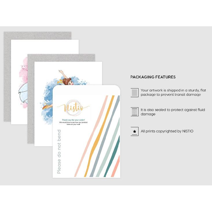 Nistio® Disney Princess Ballerina Wall Art Prints, Princess Playroom Decor, Elsa, Cinderella, Ariel, Snow White, Belle, Jasmine, Princess Anna,