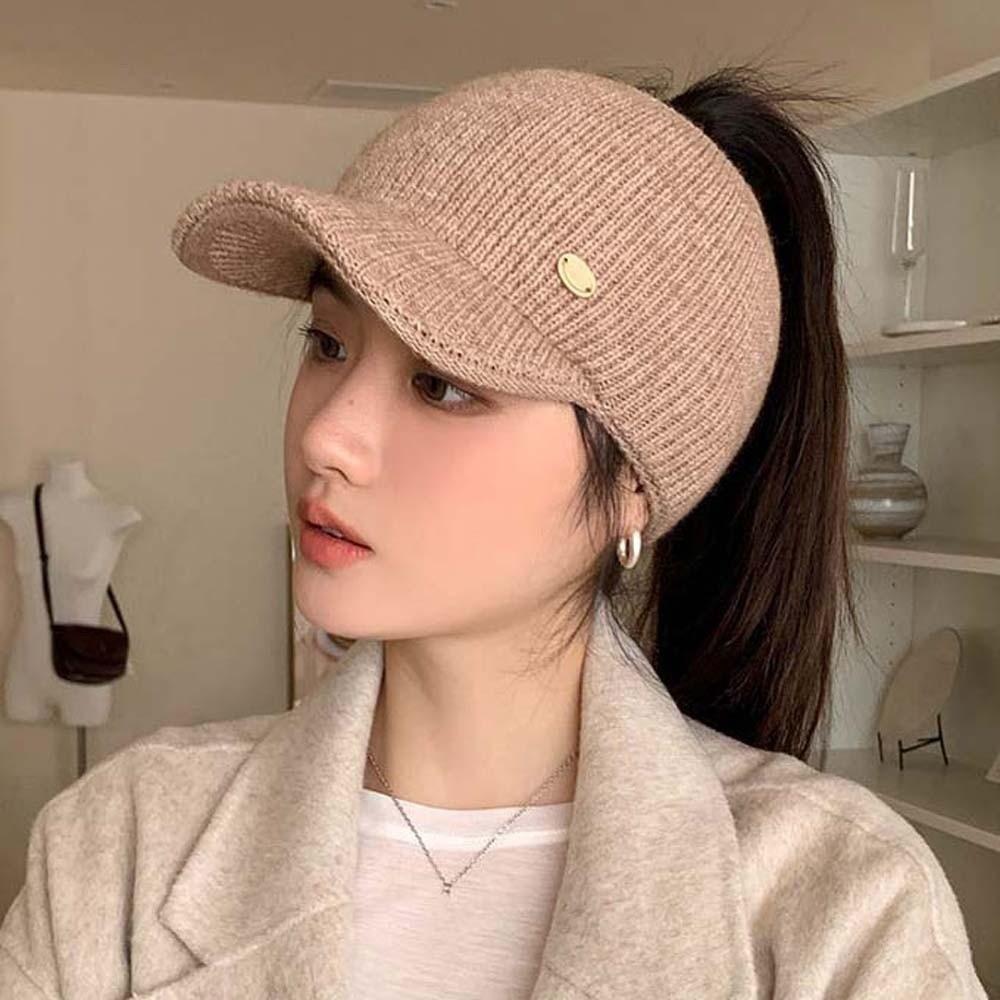 Elastic Winter Visor Beanie Thickened Thermal Scarf Cap Knit Balaclava Hat  Camping