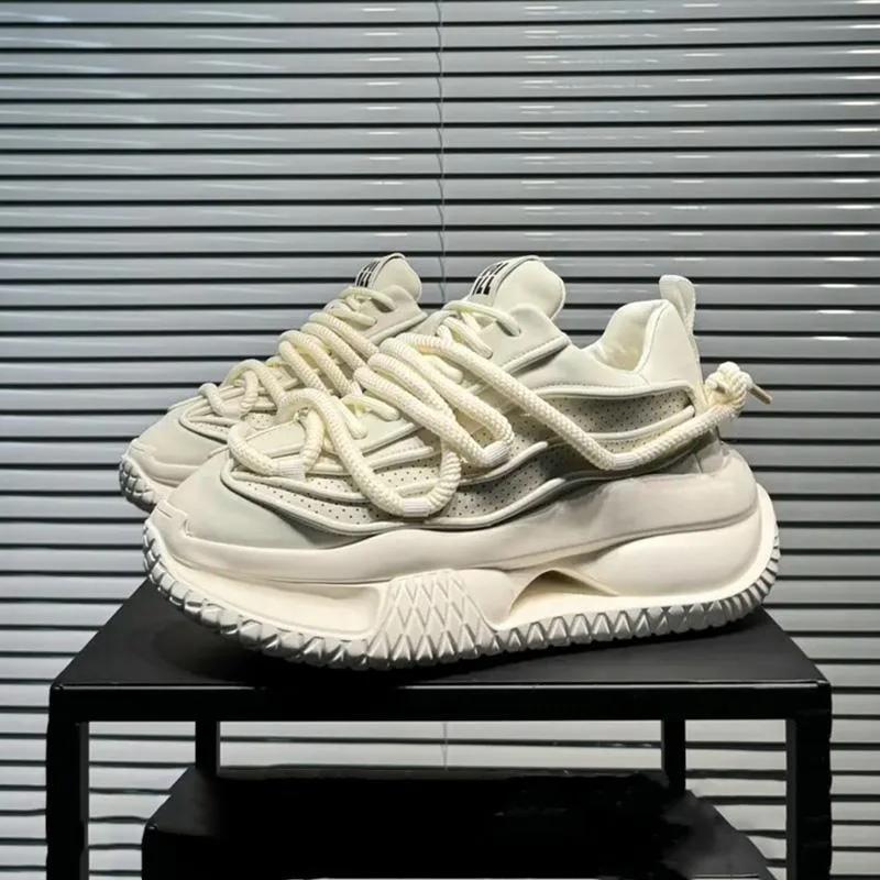 2024 Popular Men's Trendy Solid Color Casual Shoes, Thick Soled, Height Increasing, Wear-resistant Running Sports Shoes Sneakers