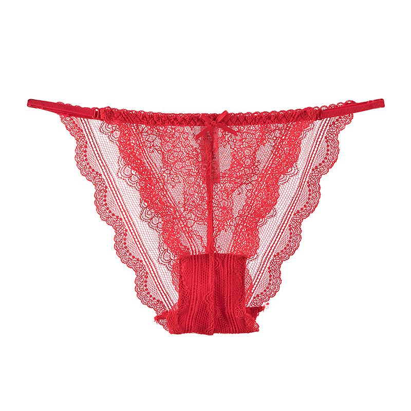 Sexy Thin Strap Lace Ultra-Thin Seamless Low Waist Breathable Women's Briefs