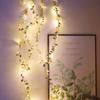 2m LED Gold Color Leaves String Lights for Wedding Birthday Party Decoration Home Wall Decor Outdoor Garden Artificial Plant Vine Light