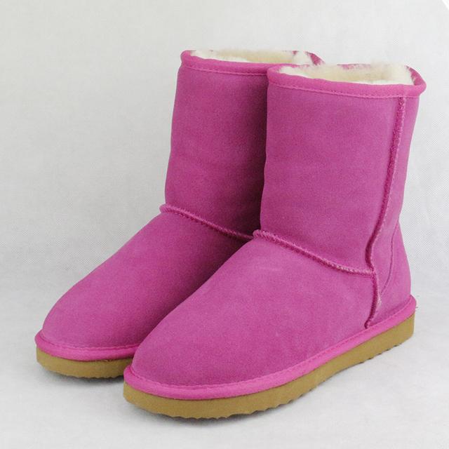 Австралийские классические женские ботильоны, толстые плюшевые теплые зимние ботинки, женские зимние ботинки из натуральной кожи, женская обувь из коровьей замши
