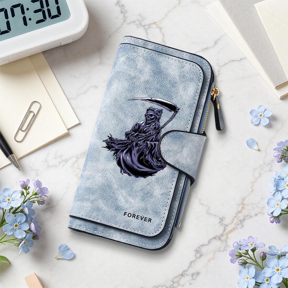 Grim Reaper Pattern Long Wallet Forever Style Fashion Card Holder Portable Daily Use Purse