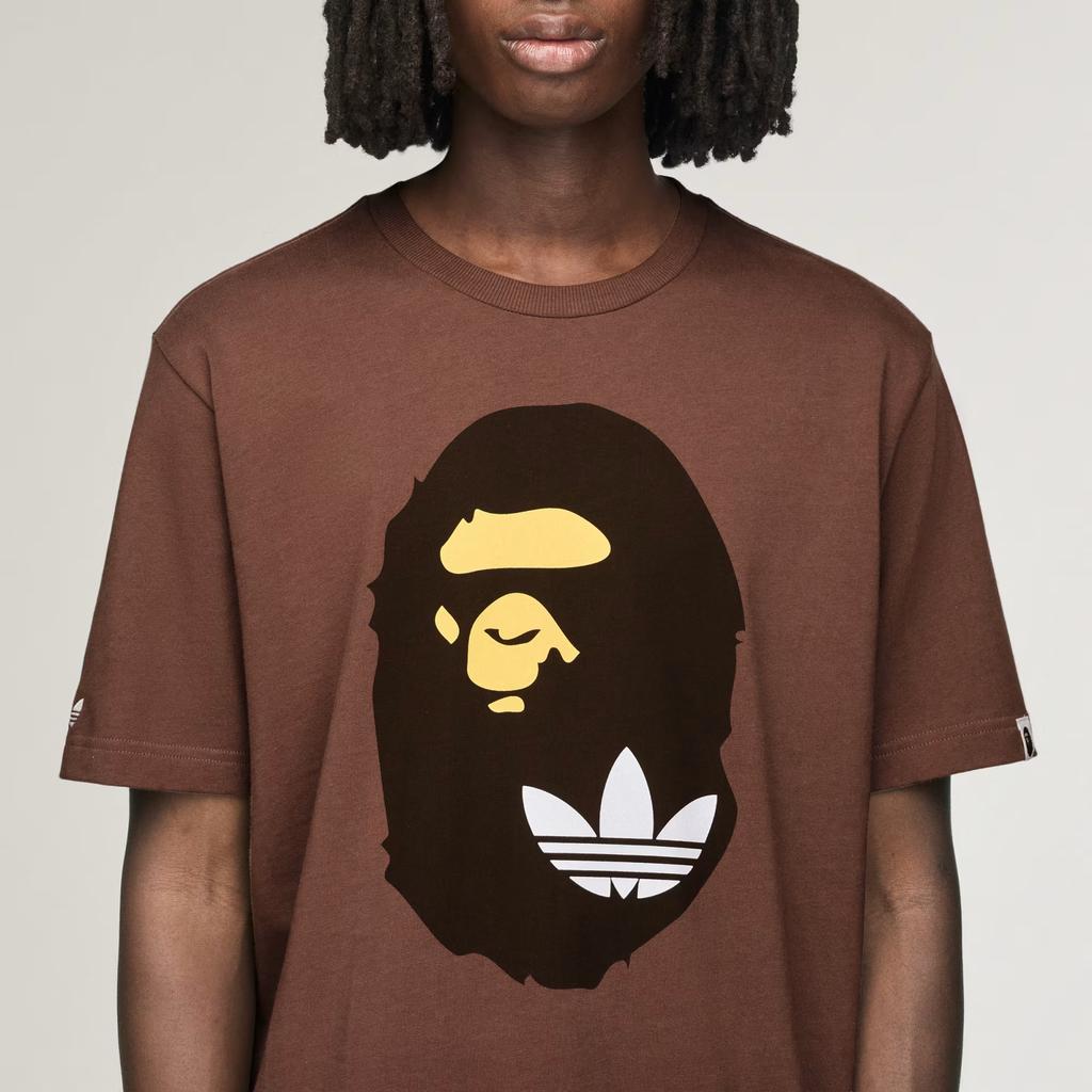 adidas X BAPE SSL Футболка Слои Земли Унисекс Топы Коричневый KF4915