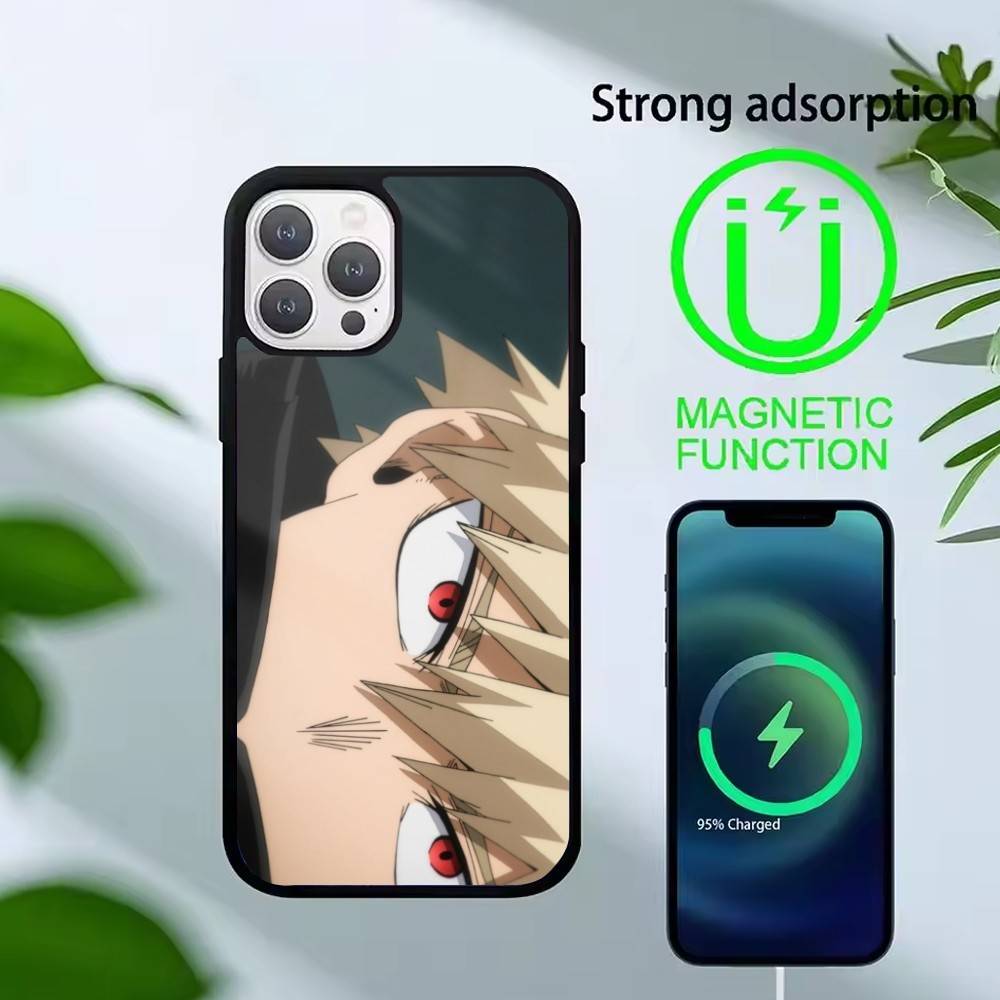 Чехол для телефона Katsuki Bakugo E-Hero Academia Для iPhone 17,16,15,14,13,Pro,Max,Plus, Магнитный Для Magsafe Беспроводной Зарядки