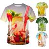 New Summer 3D Juice Beverage Printed T-shirt for Men, Women, Children, Casual Fashion Short Sleeved T-shirts