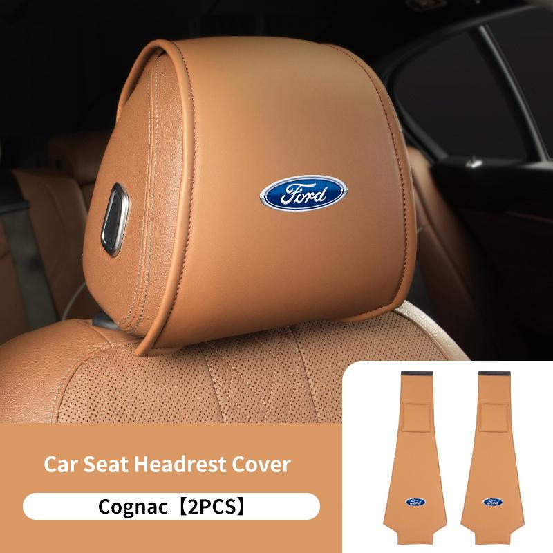 PPWE7 1/2PCS Leather Car Seat Headrest Protective Cover Auto Interior Accessories For Ford Escort KA Flex Everest KA Expedition Falcon