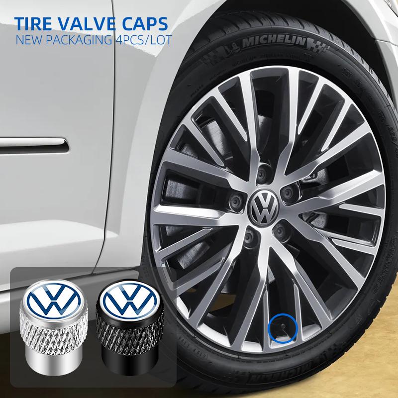 4PCS 3D Aluminum Alloy Car Wheel Tire Valve Air Stem Caps Dust Covers For Volkswagen Touran Golf VW Passat Polo Bora Altea
