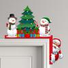 2D Flat Charming Wooden Santa Claus Snowman and Reindeer Door Frame Decoration-Hang Holiday Ornament,Christmas Wall Decoration