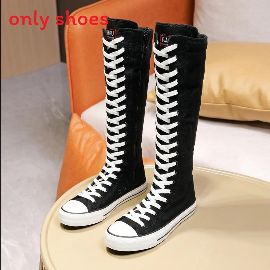 Canvas Sneakers Women Casual Slipon With Side Zipper For Spring Fashion