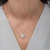 White Sterling Silver Rose Clover Model Magnolia Flower Necklace