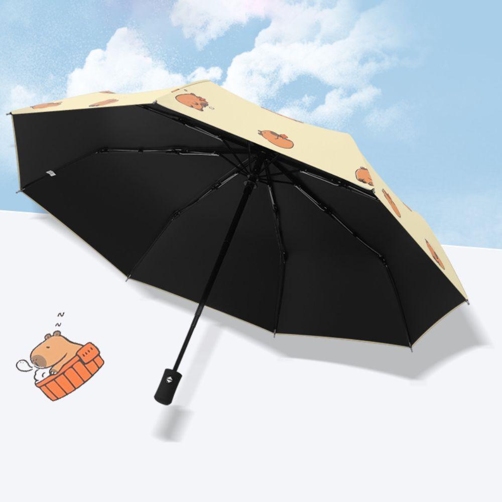 Cute Capybara Umbrella Black Glue Three-fold Umbrella New Parasol