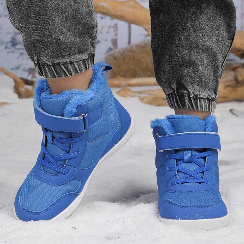 Fashion Children's Winter Snow Boots for Boys and Girls, Wide Toe Barefoot Snow Boots, Children's High-top Cotton Shoes, Sneakers