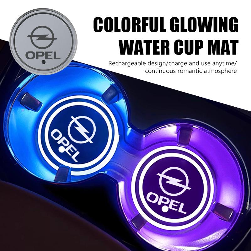BBGM8 For Opel 1PCS Car LED Light Coaster Cup Holder Anti-slip Ambience Mat Insignia Astra G J F K Vectra C H Corsa C B D Omega
