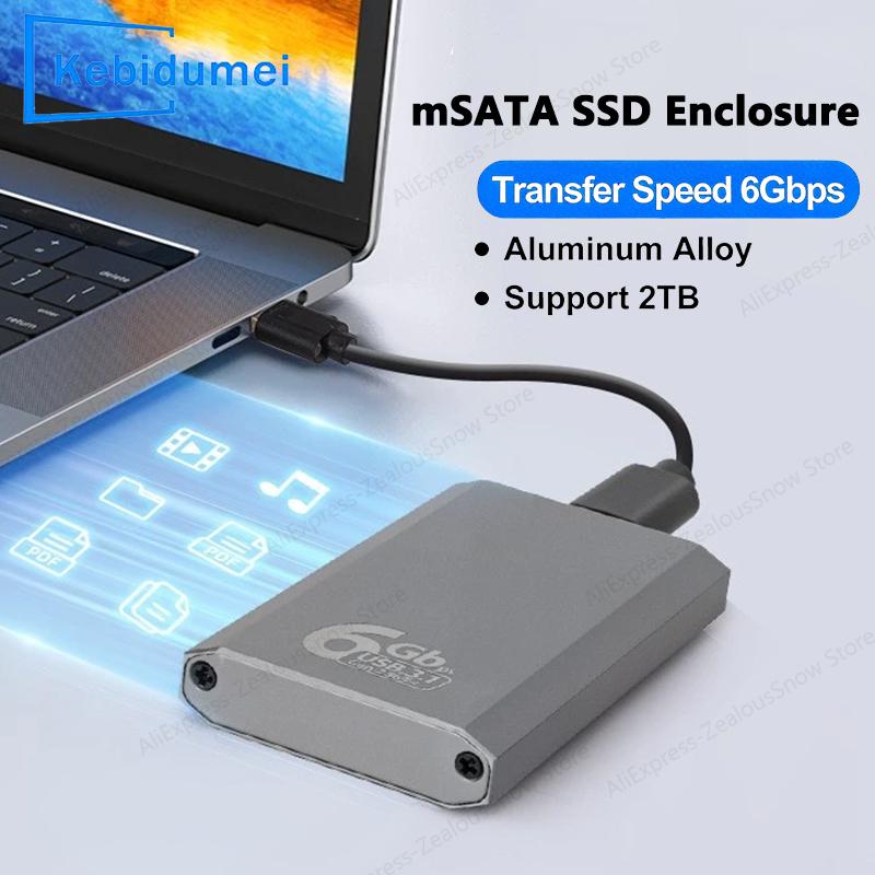 MSATA SSD Enclosure 6Gbps MSATA to USB 3.1 Gen2 Adapter Case with Type C Port for MSATA Internal Solid State Drive Hard Drive