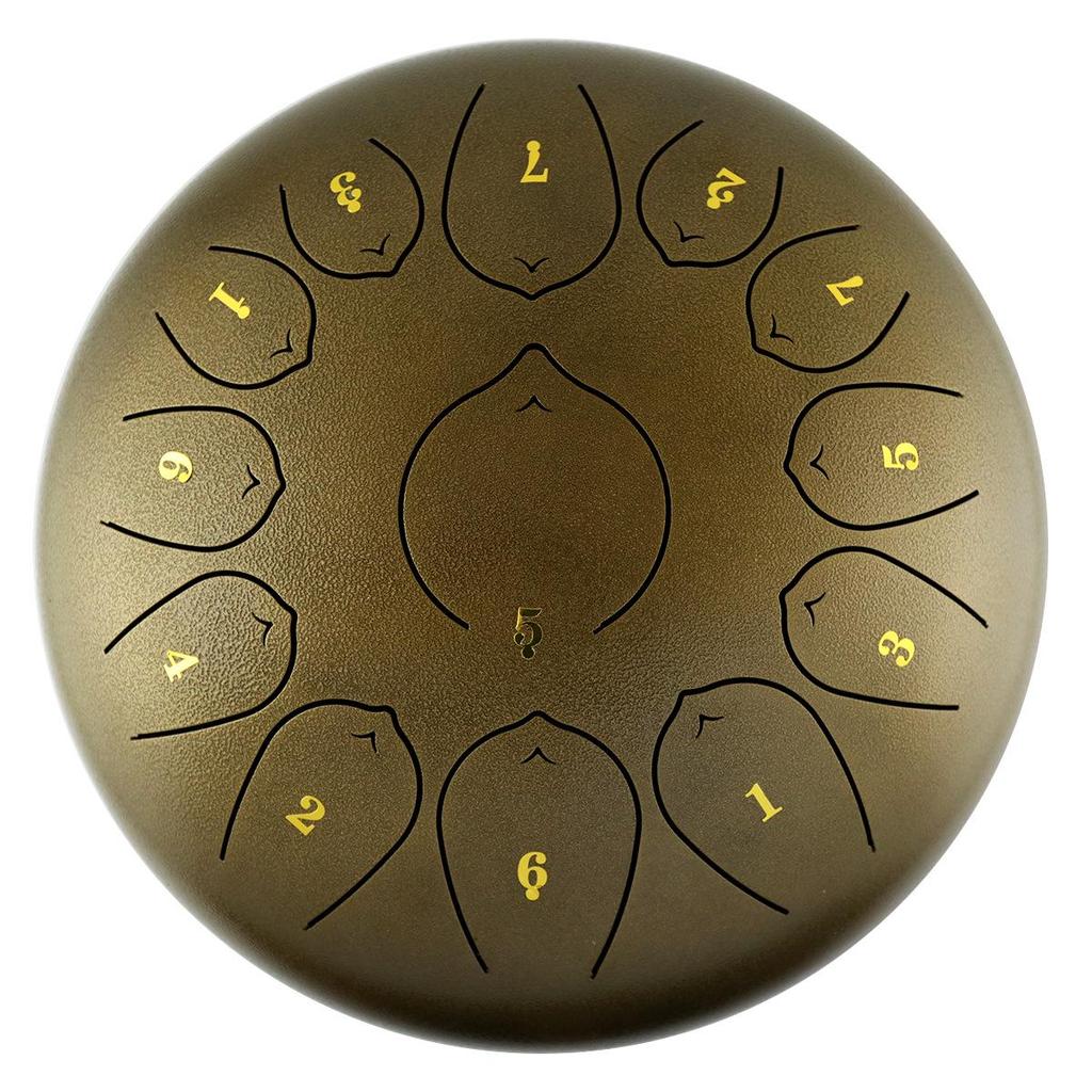 Steel Tongue Drum: 12" with 13 Sanskrit Sounds, Dust-Free, Stress-Free Design, Available In Empty Drum Color.