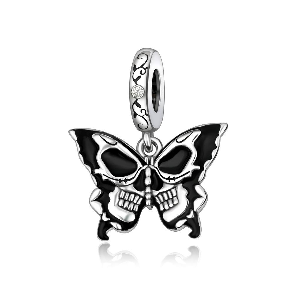 S925 Silver Halloween Fashion Jewelry Pumpkin Skull Pendant Necklace Holiday Themed Accessory