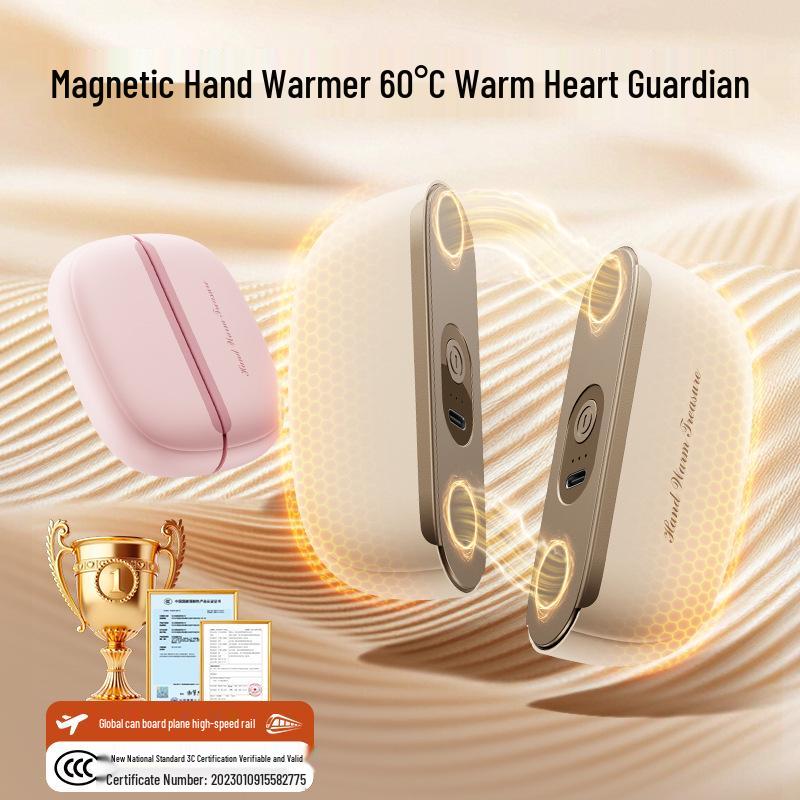 2025 Dual Magnetic 2-in-1 Rechargeable Hand Warmer: Mini, Separable, Self-Heating Gift for Girls