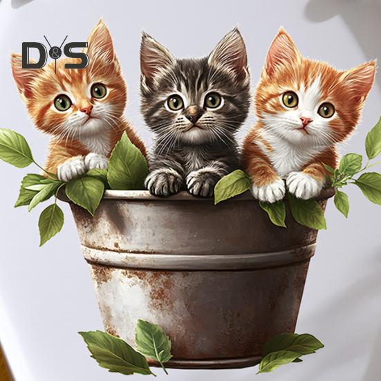 Наклейка на крышку унитаза с изображением кошек, самоклеящаяся водонепроницаемая наклейка на сиденье унитаза, отклеивающаяся и приклеивающаяся наклейка с изображением котят для ванной комнаты, стены, окна спальни