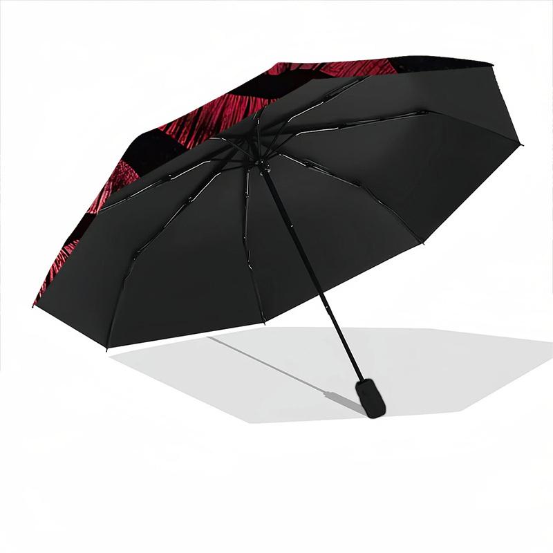 1pc Lips Print Pattern Automatic Open/Close Umbrella, Compact Travel Umbrella, 8-Rib Sturdy Frame - Ideal Gift for Friends yy251118038