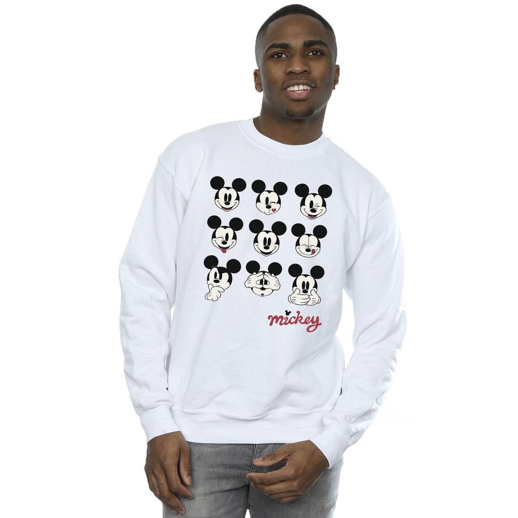 Disney Mens Mickey Mouse Many Faces Sweatshirt