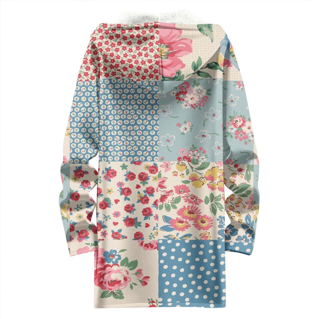 Женская модная флисовая куртка-худи свободного кроя на молнии с градиентным принтом