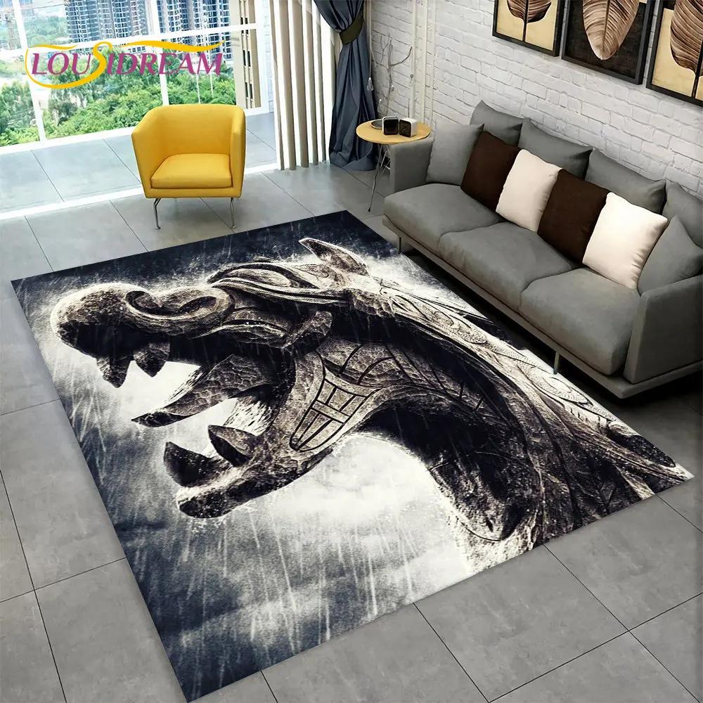 Ковер-циновка Викинг Скандинавская мифология Бог Локи Руна,Ковер для гостиной спальни дивана придверный коврик кухонный декор,Нескользящий коврик для пола
