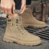 Кожаные мужские повседневные ботинки Дизайнерские высокие нескользящие ботильоны Уличная зимняя обувь Высококачественные черные мужские рабочие ботинки
