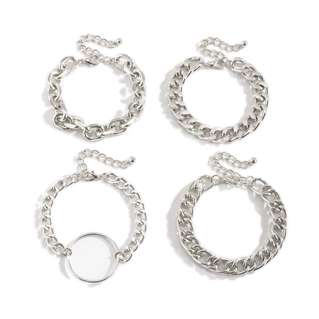 Браслет мода личность простая металлическая цепочка комбинированный браслет геометрический холодный ветер полые украшения