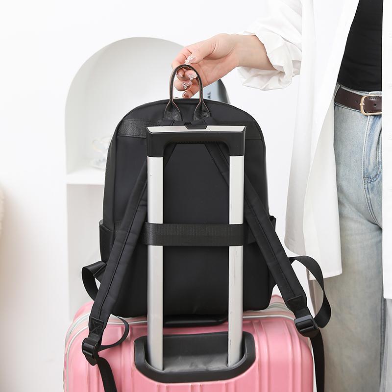 Nylon Color Block Backpack Women's Lightweight Travel Backpack Student Commuter Computer Schoolbag