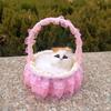 Реалистичная игрушка для кошек со звуком, портативная кружевная корзина с цветами, имитация искусственного меха, модель котенка, украшение, украшение для детей, любителей домашних животных, подарок на день рождения
